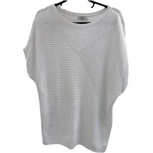 Barefoot Dreams White Knit Short sleeve  Sweater Cozy Chic Ultra Lite Soft Boxy